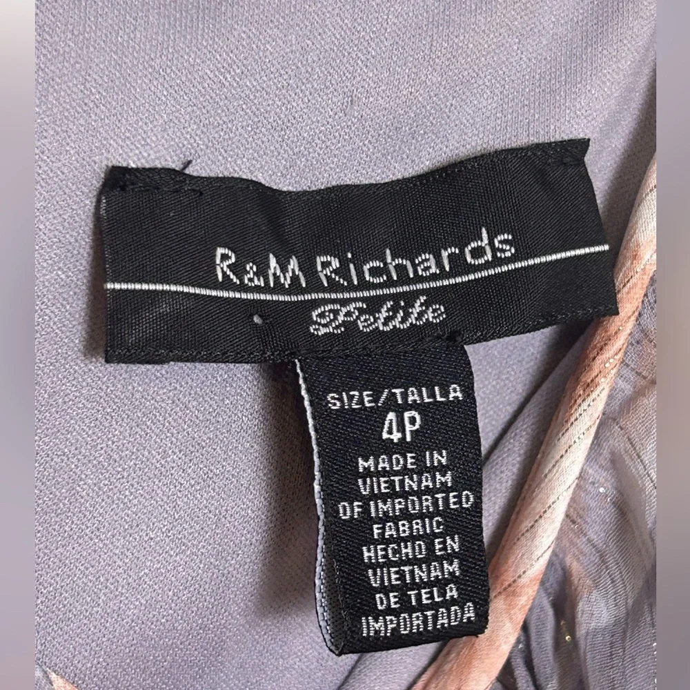 R&M Richards Women’s Floral Halter Maxi Dress Gray & Mauve Size 4P - Picture 9 of 12